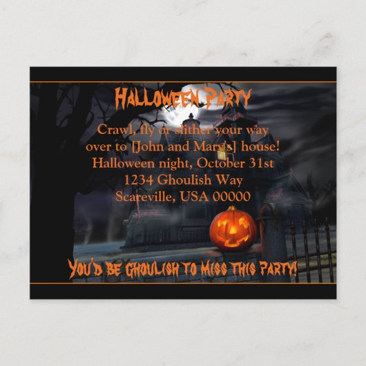 Carte Postale Invitation Haunween Party Halloween (Devant)