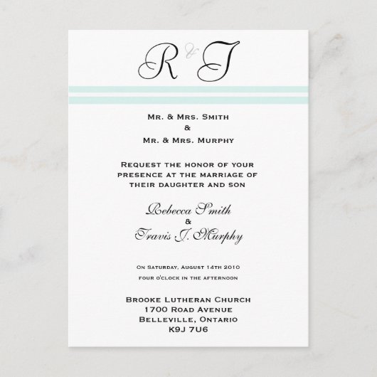 Carte Postale Invitation - Ligne bleue (Devant)