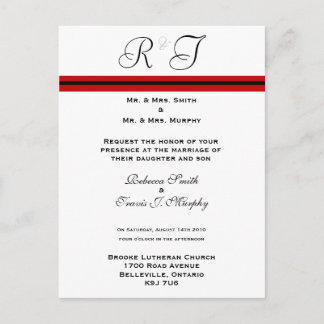 Carte Postale Invitation - Ligne rouge et noire