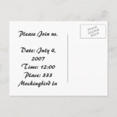 Carte Postale Invitation Luau (Dos)