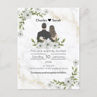 Carte Postale Invitation mariage Blooms : Un conte de fées flora
