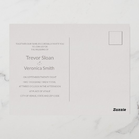 Carte postale Invitation Mariage Swan Foil (Verso)