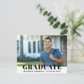 Carte Postale Invitation Modern Bold Photo Graduation Party (Debout devant)