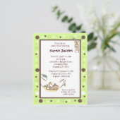 Carte Postale Invitation Monkey Business Green et point Brown (Debout devant)