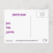 Carte Postale Invitation Monster Mash (Dos)