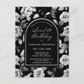 Carte postale Invitation noir blanc Floral Sweet 1 (Devant)