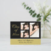 Carte postale Invitation, noir + or, 3 photos (Debout devant)