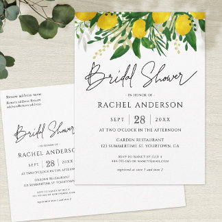 Carte postale Invitation nuptiale citron frais