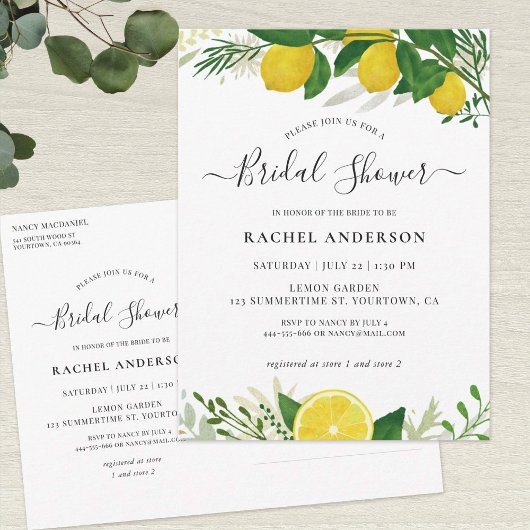 Carte postale Invitation nuptiale citron frais