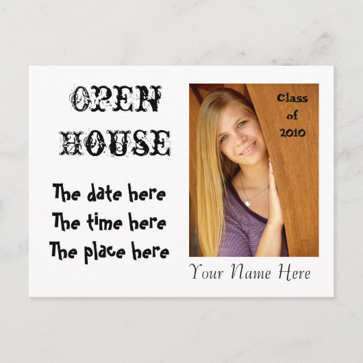 Carte Postale Invitation Open House - vous le concevez - Customi (Devant)