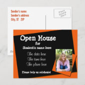 Carte Postale Invitation Orange et black open house (Devant / Derrière)