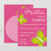 Carte Postale Invitation papillon [chaux + rose] (Devant / Derrière)