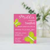 Carte Postale Invitation papillon [chaux + rose] (Debout devant)
