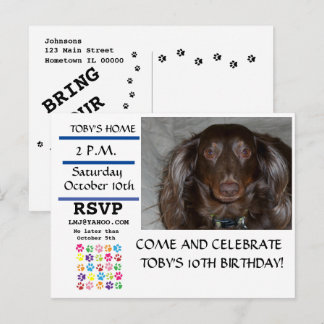 Carte Postale Invitation photo avec empreinte de patte en ligne
