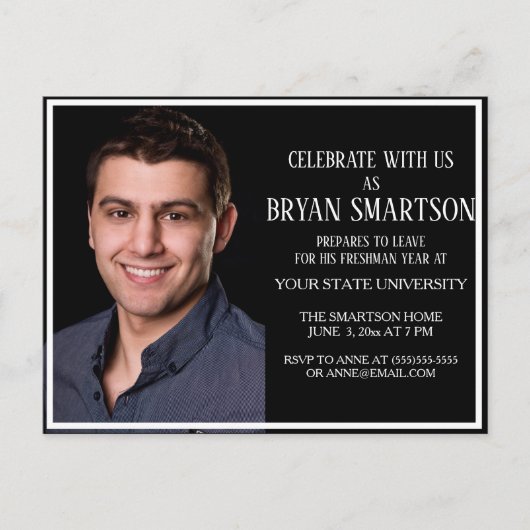 Carte Postale Invitation photo de fête de coffre universitaire n (Devant)