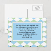 Carte Postale Invitation Plaid Diamond Bleu (Devant / Derrière)