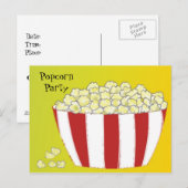 Carte Postale Invitation Popcorn Party (Devant / Derrière)