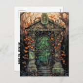 Carte postale Invitation Porte Mausolée Halloween (Devant / Derrière)