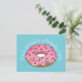 Carte Postale Invitation pour fête d'anniversaire avec Donut au  (Debout devant)
