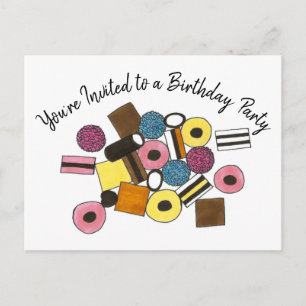 Carte Postale Invitation pour une fête d'anniversaire avec des b