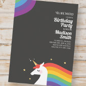 Carte Postale Invitation pour une fête d'anniversaire licorne ar