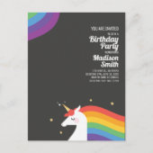 Carte Postale Invitation pour une fête d'anniversaire licorne ar (Devant)
