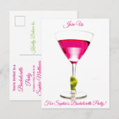 Carte Postale Invitation pour une soirée de célibataire en cockt (Devant / Derrière)