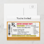 Carte Postale Invitation | Prescription RX pour le plaisir (Devant / Derrière)