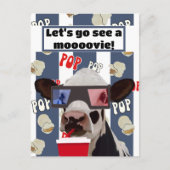 Carte postale Invitation Retro Popcorn Loving Cow  (Devant)