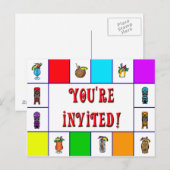 Carte Postale Invitation Retro Tiki (Devant / Derrière)