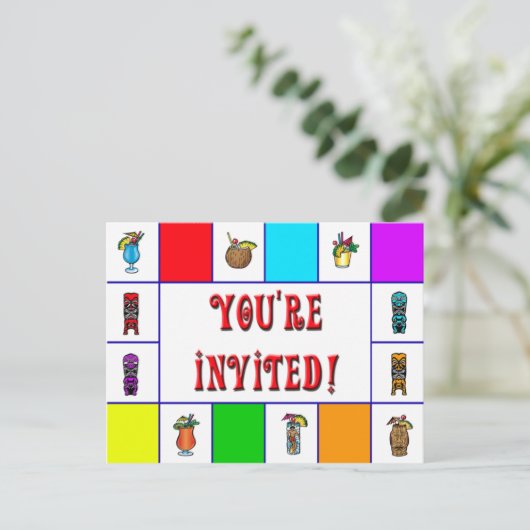 Carte Postale Invitation Retro Tiki (Debout devant)