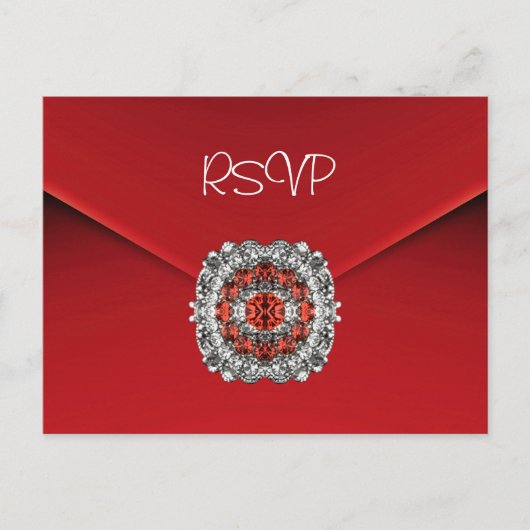 Carte postale Invitation RSVP Bijou diamant rouge (Devant)