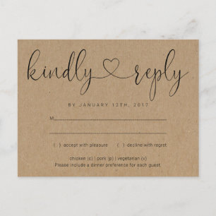 Carte postale Invitation RSVP - Connexion Coeur