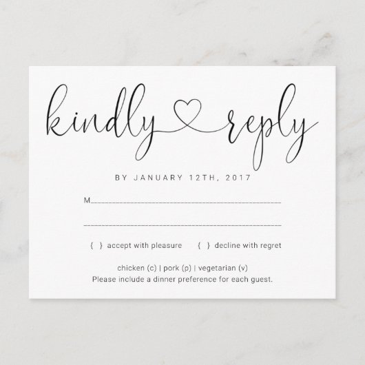 Carte postale Invitation RSVP - Connexion Coeur (Devant)