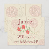 Carte Postale Invitation Rustique Floral Bridesmaid (Devant / Derrière)
