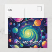 Carte postale Invitation Spin Planétaire (Devant / Derrière)