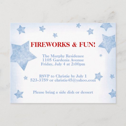 Carte Postale Invitation Stars (Devant)