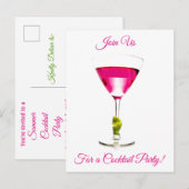 Carte Postale Invitation Summer Pink Cocktail Party (Devant / Derrière)