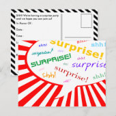 Carte Postale invitation surprise : bulle comique de discours (Devant / Derrière)