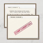 Carte Postale Invitation surprise dossier confidentiel (Devant / Derrière)