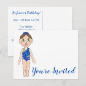 Carte Postale Invitation Synchro Swimmer Party (Devant / Derrière)