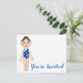 Carte Postale Invitation Synchro Swimmer Party (Debout devant)