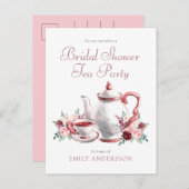 Carte postale Invitation thé Fête des mariées flor (Devant / Derrière)