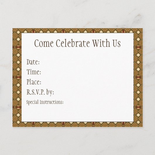 Carte postale Invitation Topiary (Dos)