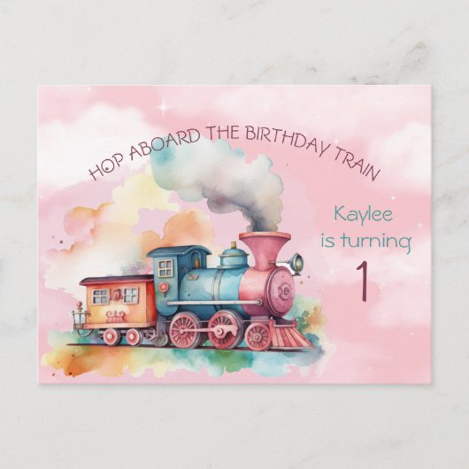 Carte postale Invitation train d'anniversaire (Devant)