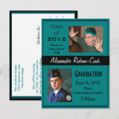 Carte Postale Invitation turquoise et noire (Devant / Derrière)