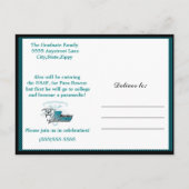 Carte Postale Invitation turquoise et noire (Dos)
