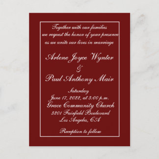 Carte Postale Invitation Unique Rouge Et Blanc