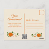 Carte postale Invitation Vines citrouilles (Dos)