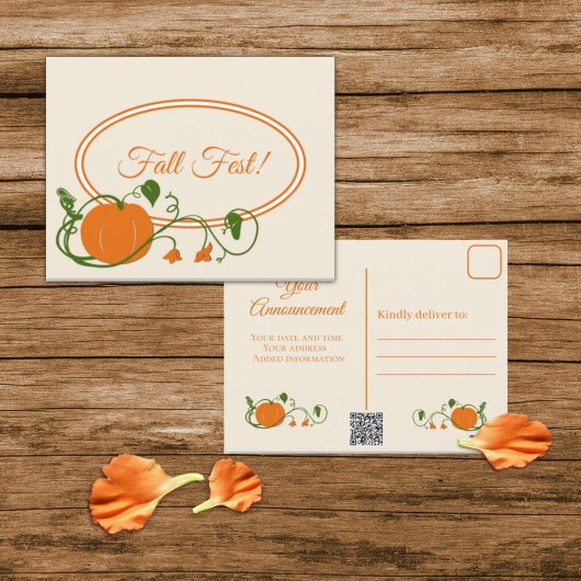 Carte postale Invitation Vines citrouilles